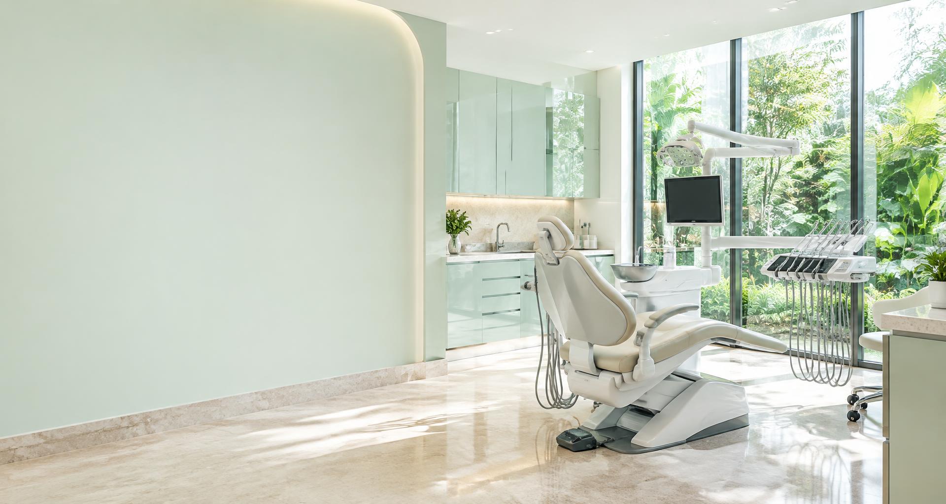Light-filled modern dental studio with a comfortable treatment chair